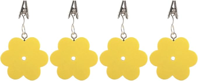 TwoFish Home Set of 4 Yellow Flower Resin Table Cover Tablecloth Weights Clips by TwoFishHomeFashionLLC