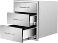 Outdoor Kitchen Drawers 18" W x 21" H x 21" D Flush Mount Triple BBQ Drawers by SGOLAN