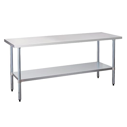 Stainless Steel Work Table 24 x 72 Inch, NSF Commercial Prep Table by OKEYOLIVE