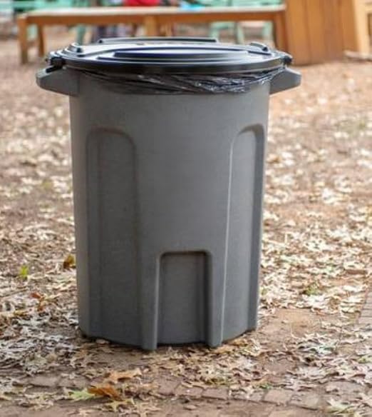 20 Gallon Dark Gray Outdoor Lidless Trash Can – Heavy Duty Resin Waste Container - Image 2