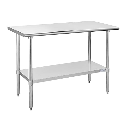 Hally Stainless Steel Table for Prep & Work 24 x 48 Inches, NSF Commercial by HallySinksTablesH