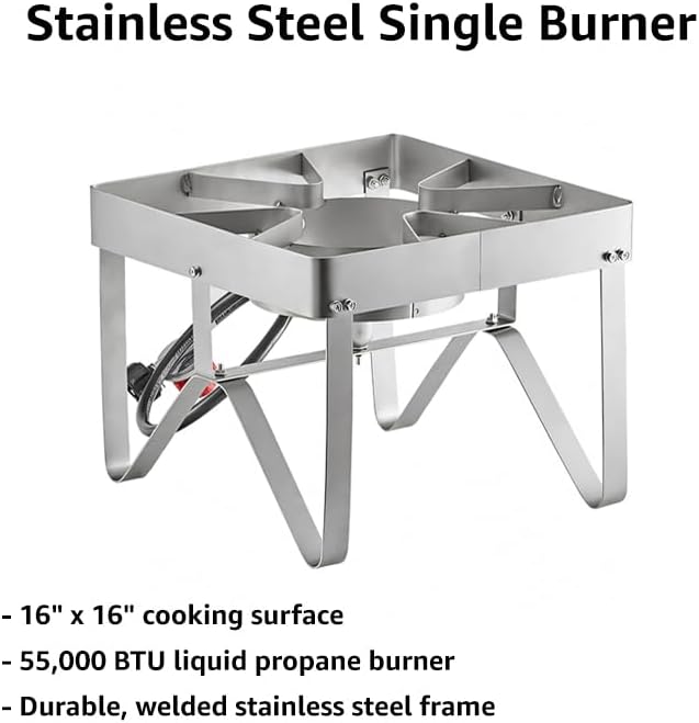 Portable Gas Stove, Stainless Steel Heavy Duty Single Burner Outdoor Patio Stove - Image 2
