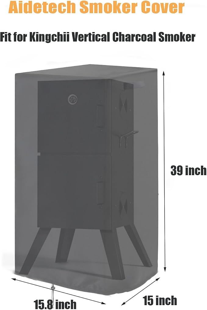 Smoker Cover Fit for Kingchii Vertical Charcoal Smoker BBQ Grill, Waterproof - Image 2
