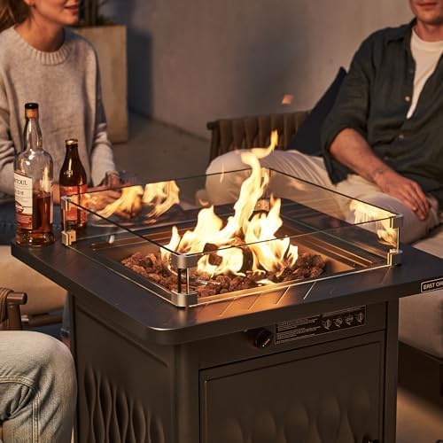 East Oak Glass Wind Guard for 28''&32'' Propane Fire Pit Table, Thick Rectangle - Image 7