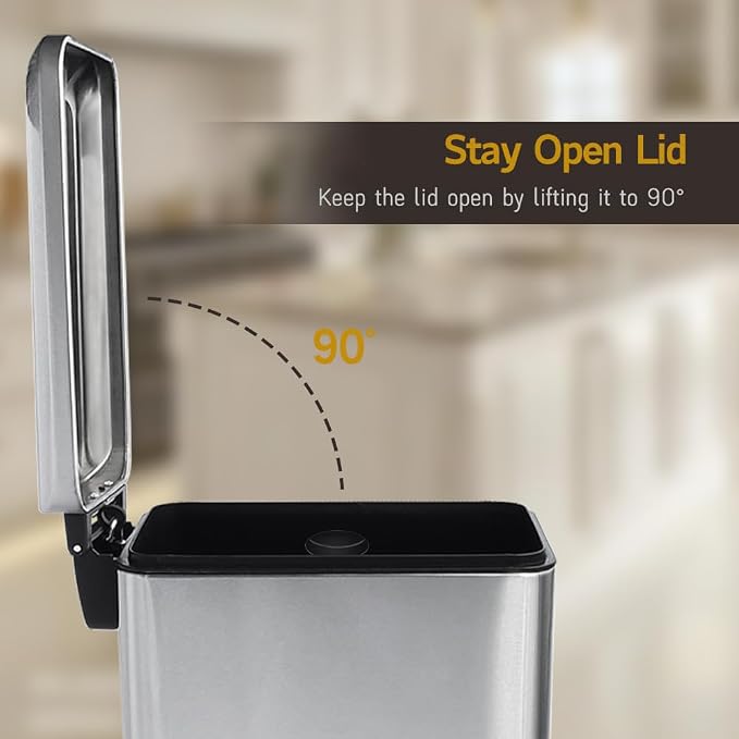 Bathroom Trash Can, 10 Liter / 2.6 Gallon Stainless Steel Garbage Can - Image 7