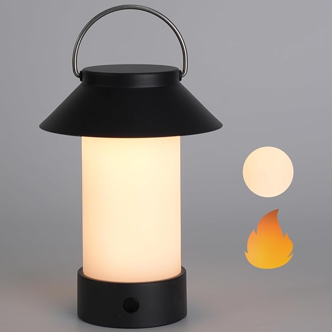 Rechargeable Outdoor Lantern Waterproof, Dimmable Warm White & Flickering Flame by WEILAILUX
