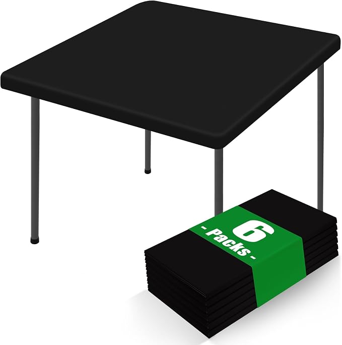Spandex Square Table Cloth 6 Pack, Elastic Fitted Tablecloths by Moosfor