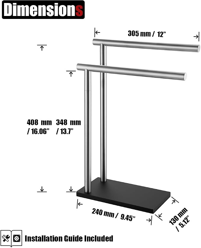 JQK Hand Towel Holder Stand Brushed, Modern Tree Rack Free Standing - Image 2