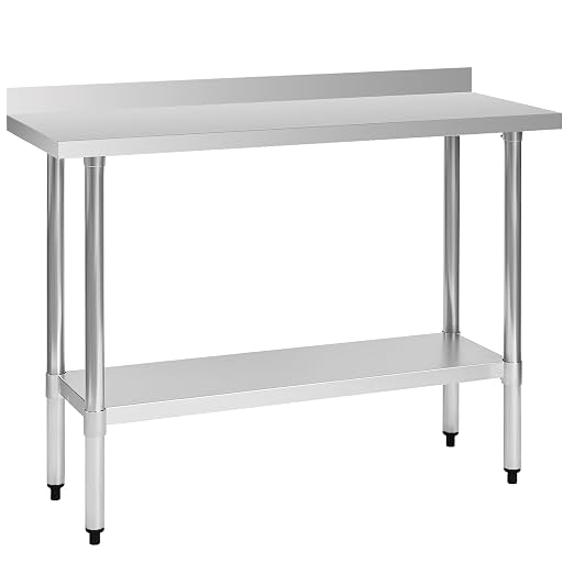 Stainless Steel Work Table 18 x 48 Inch, NSF Commercial Prep Table by OKEYOLIVE