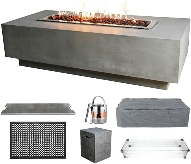 Elementi Granville Fire Pit Bundle Outdoor Firepit Set Includes 60” Propane by Unknown