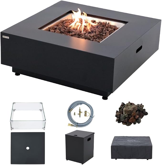 Ashton 36” Propane Fire Pit Smokeless Firepit Converts to Outdoor Gas Fire Pit by SolLiving