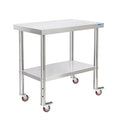 Stainless Steel Table with Wheels 30 x 18 Inch NSF Commercial Stainless Steel by KUARBARR