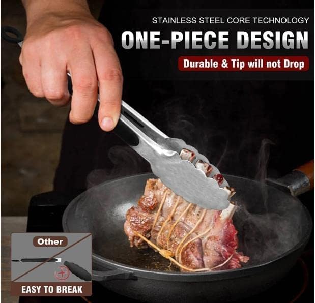 Tongs Set, 3-Piece Stainless Steel, 7, 9 and 12 Inch Sizes
