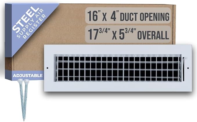 Fits 16x4 Duct Opening Steel Adjustable Air Supply Grille by Handua | Register by Handua