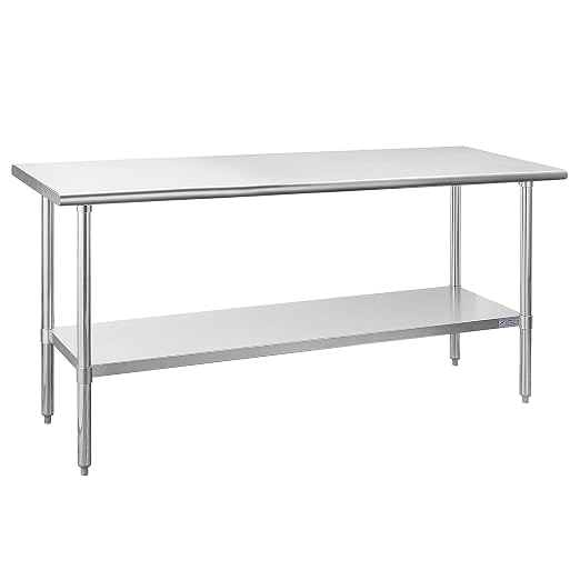Hally Stainless Steel Table for Prep & Work 24 x 72 Inches, NSF Commercial by HallySinksTablesH