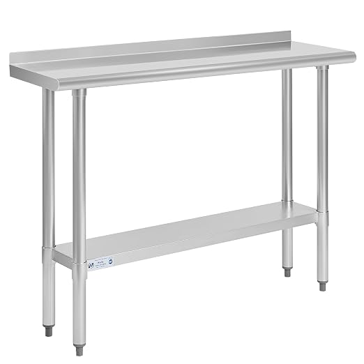 Hally Stainless Steel Table for Prep & Work 14 x 48 Inches, NSF Commercial by HallySinksTablesH