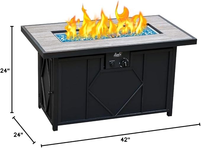 BALI OUTDOORS 42 inch Propane Fire Pit Patio Outdoor Fire Pit Table Large Black - Image 10