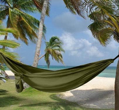 Double Camping Hammock, 2-Person Portable Nylon Hammock in OD Green