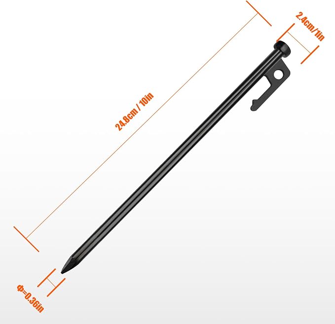 Eurmax USA 10 inch Multiuse Heavy Duty Steel Tent Stakes Tarp Pegs Camping - Image 4