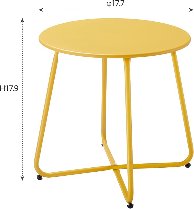 Patio Small Outdoor Side Table Waterproof Round Metal Steel Side Table Weather - Image 3