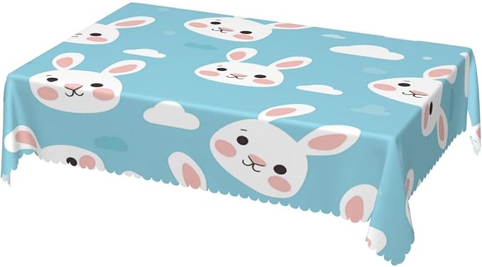 Rectangle Table Cloth Funny Rabbits Waterproof Tablecloth 54 x 72 in Washable - Image 8