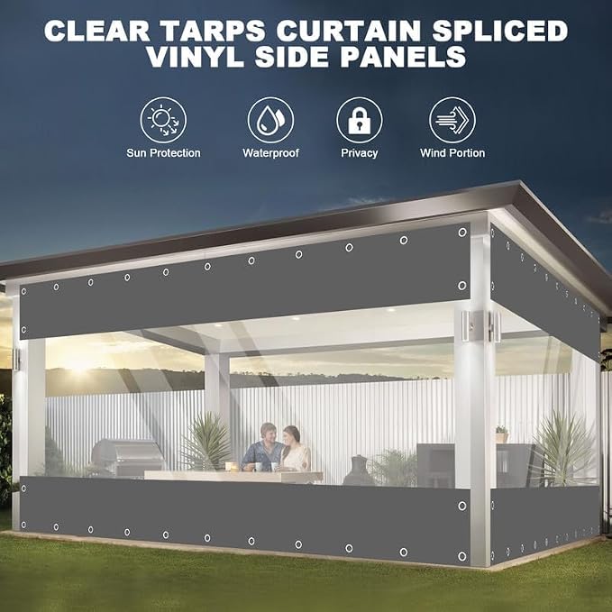 Clear Vinyl Curtains for Patio Enclosure, 23oz Heavy Duty Waterproof Anti-UV - Image 4