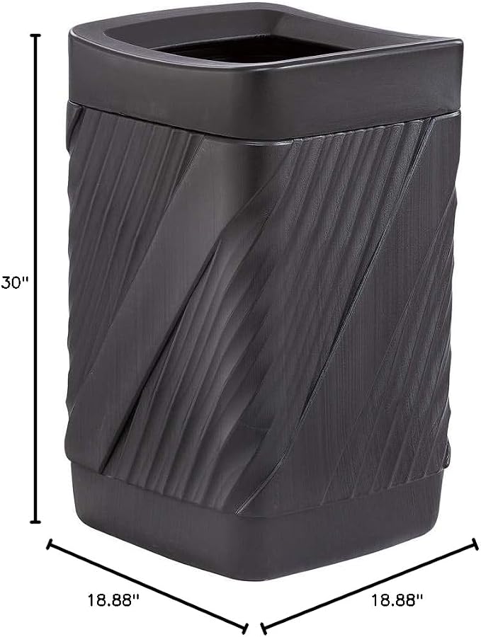 Safco 9372BL Twist Indoor Outdoor Open Top Plastic Trash Can, 32-Gallons - Image 5