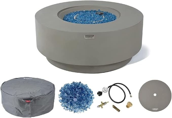 Elementi+ | Colosseo Gas Fire Pit Cast Concrete 40" Dia. Round Fire Table by AMSFireplaceInc