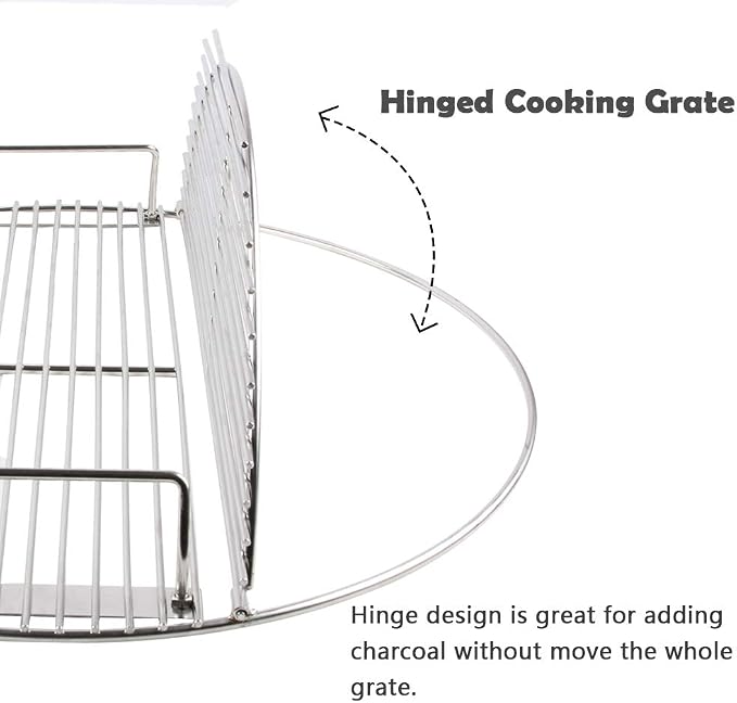 Cooking Grate 21.5 inch Kettle Grill Grate 304 Stainless Steel Round Hinged - Image 2