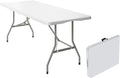 6 Foot Foldable Table with Built in Handle & Steel Legs, Heavy Duty Portable by VISTACASA