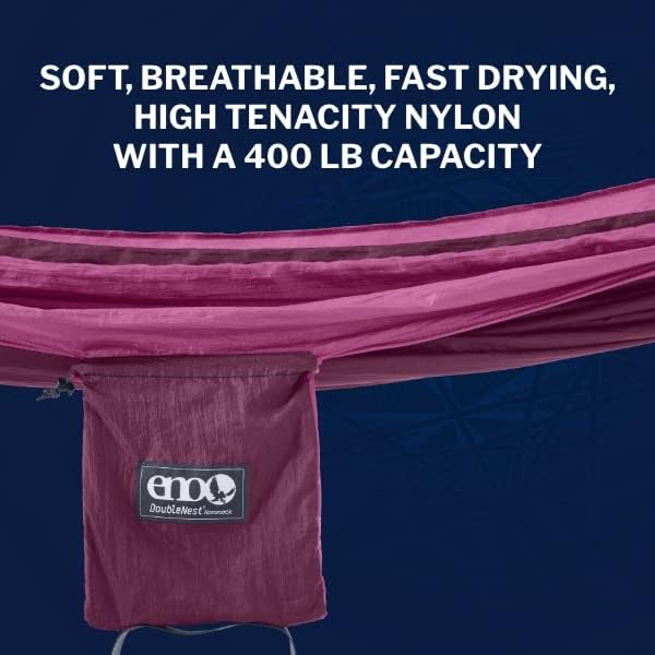 Camping Hammock, 9.5 ft Nylon Double in Plum Berry