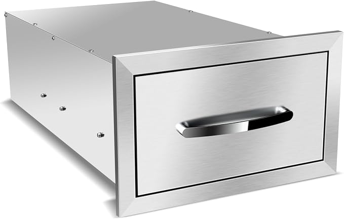 Outdoor Kitchen Drawers, Box Frame Style Flush Mount BBQ Drawer w/Stainless by OLIPIC