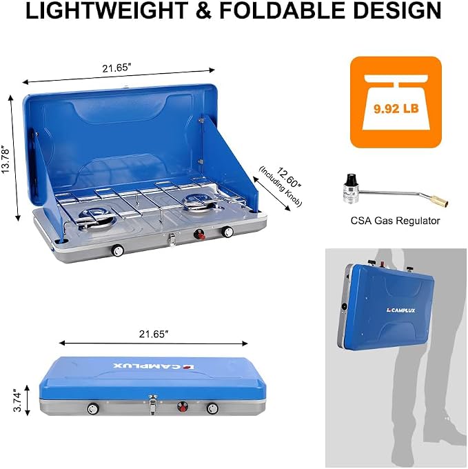 Camplux Propane Camping Stove 20, 000 BTU, Camping Stoves 2 Burners - Image 7
