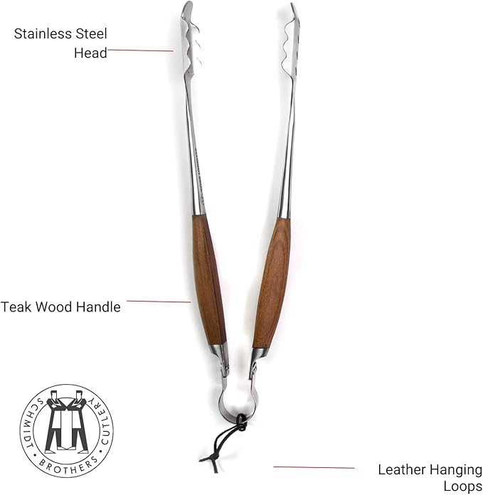 Barbecue Tool Set, 4 Piece Stainless Steel with Bonded Teak Handles