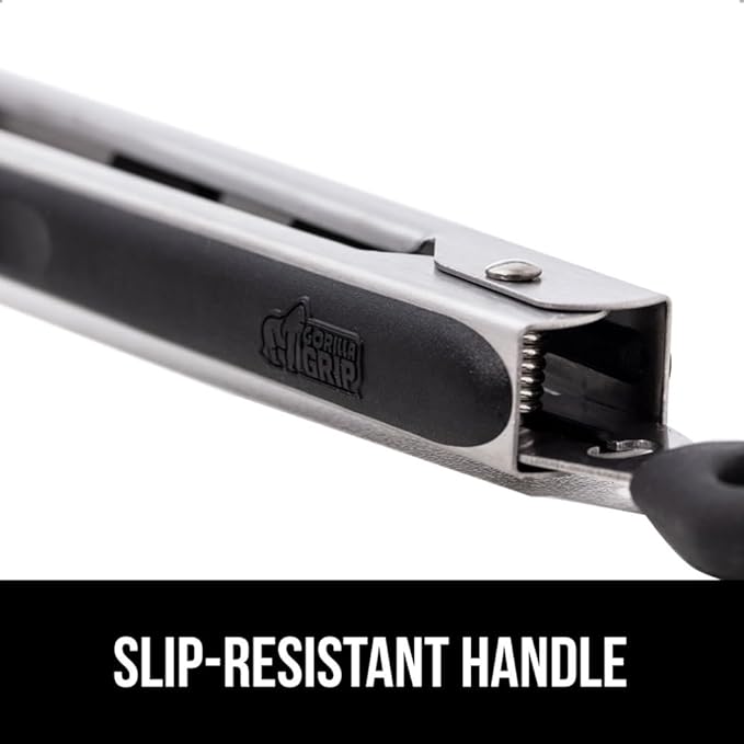Tongs with Silicone Head and Stainless Steel Body, Black
