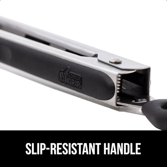 Tongs with Silicone Scalloped Edges and Stainless Steel Build, Black