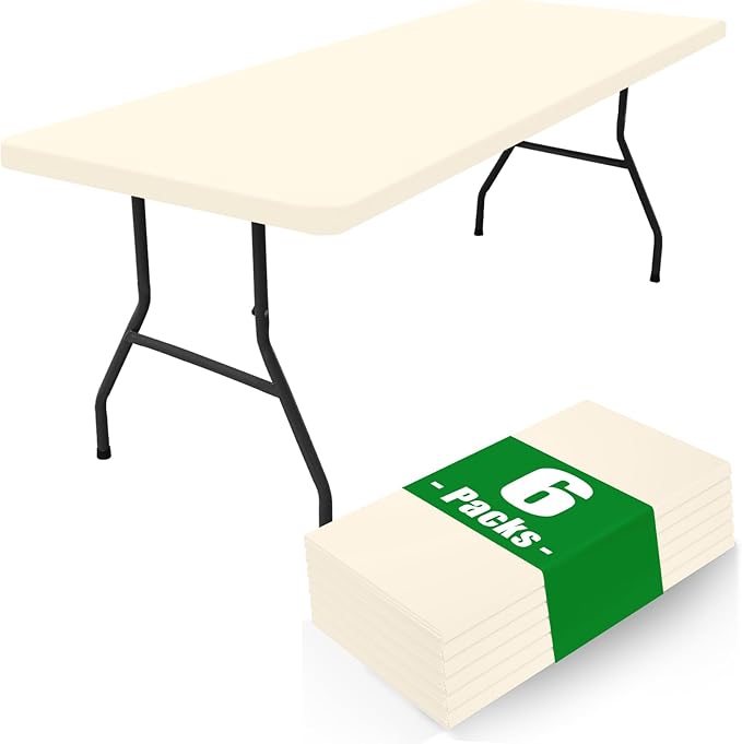 Spandex 4 Foot Rectangle Table Cloth 6 Pack, Elastic Fitted Tablecloths by Moosfor