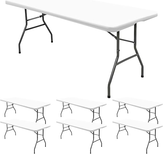 6 Pack Stretch Fabric Table Top Cap Cover, fits 6' Tables, Spandex Table Covers by REWOMC
