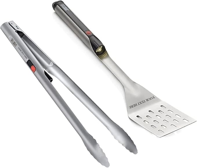 Grill Light 2-Piece Stainless Steel LED Spatula & Tong BBQ Grilling Set by Grillight