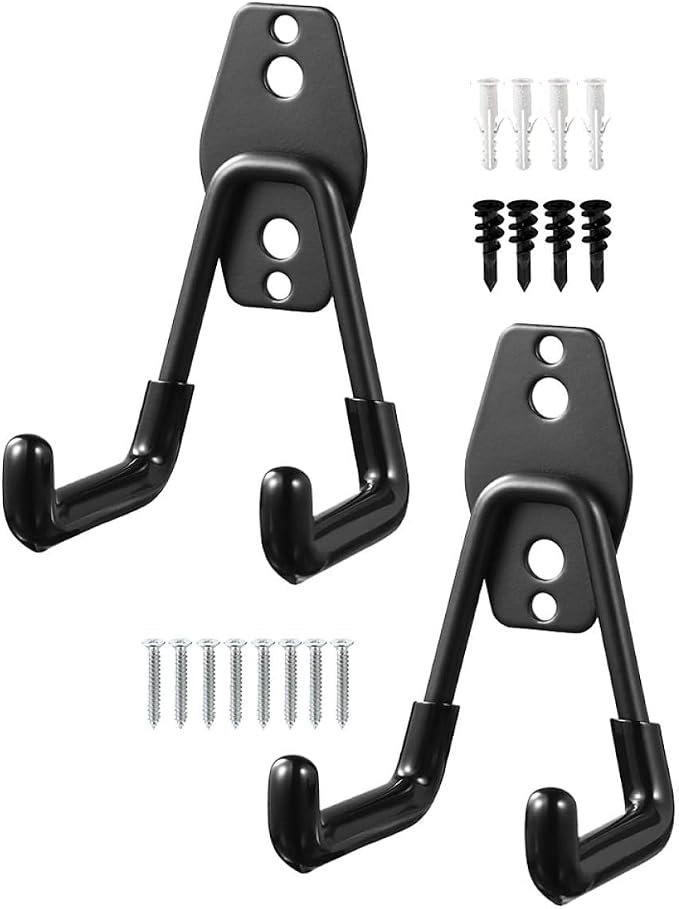 Kisangel Heavy Duty Garage Wall Hooks 2pcs Metal Utility Hangers Black by Kisangel