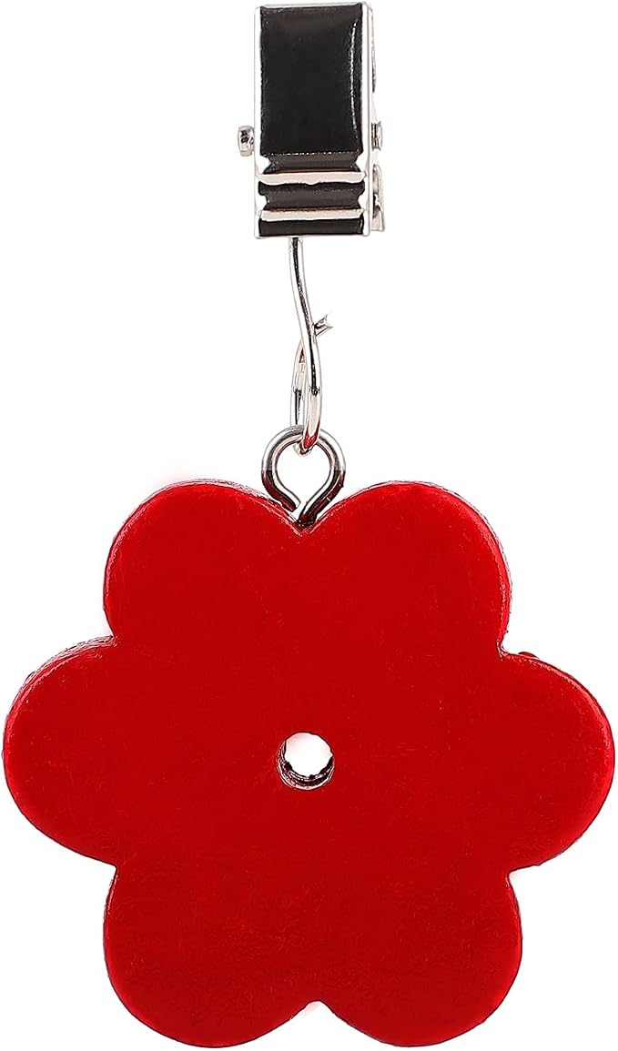 TwoFish Home Set of 4 Red Flower Tablecloth Weights Clips Handicraft Red Flower - Image 3