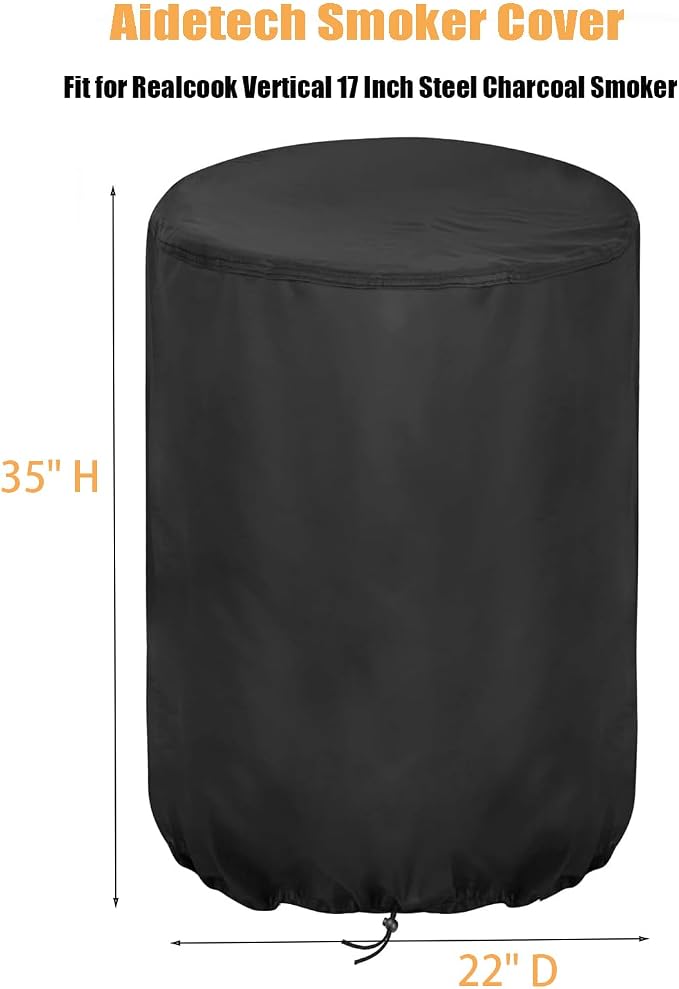 Smoker Cover Fit for Realcook Vertical 17 Inch Steel Charcoal Smoker, - Image 2