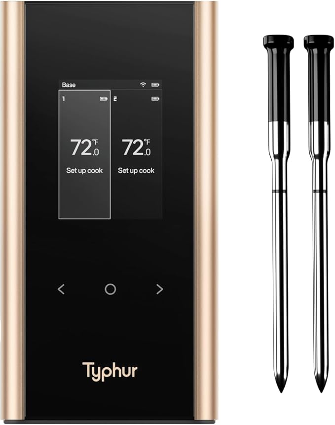 Typhur Sync Gold Wireless WiFi Meat Thermometer, 2 Slim Probes, 6 Sensors by Typhur