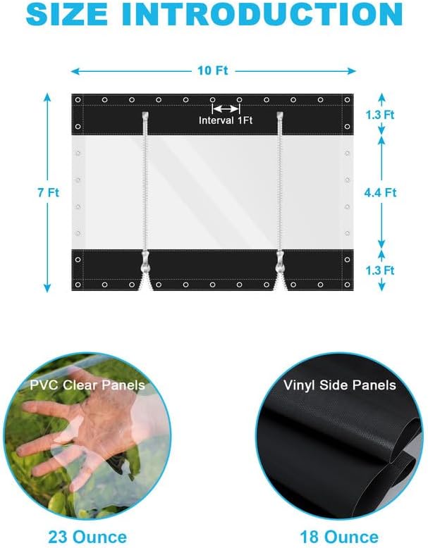 Clear Vinyl Curtains with Zippered Entry, 23oz Heavy Duty Waterproof Anti-UV - Image 2