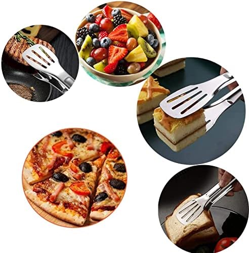 Tongs, 12-Inch Stainless Steel Serving Tongs, 6-Piece Set