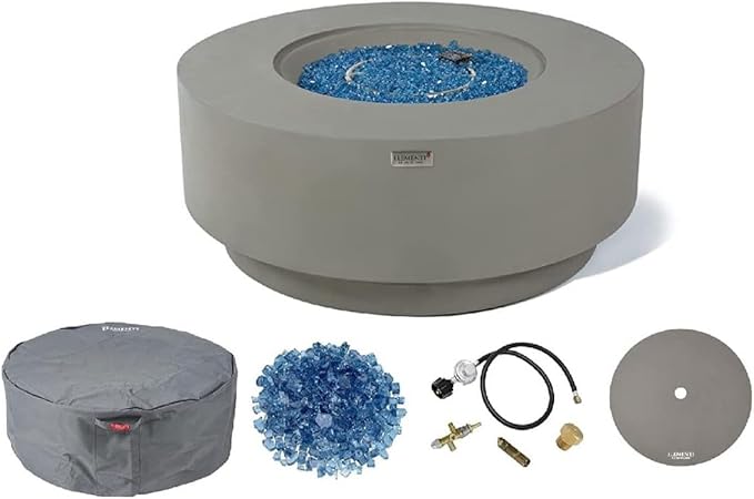 Elementi+ | Colosseo Gas Fire Pit Cast Concrete 40" Dia. Round Fire Table by AMSFireplaceInc