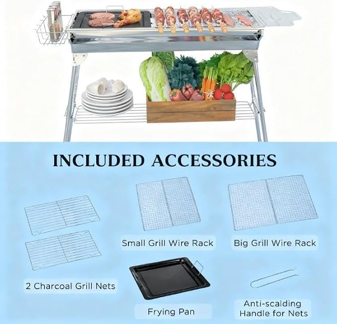 Folding Charcoal BBQ Grill - Image 3