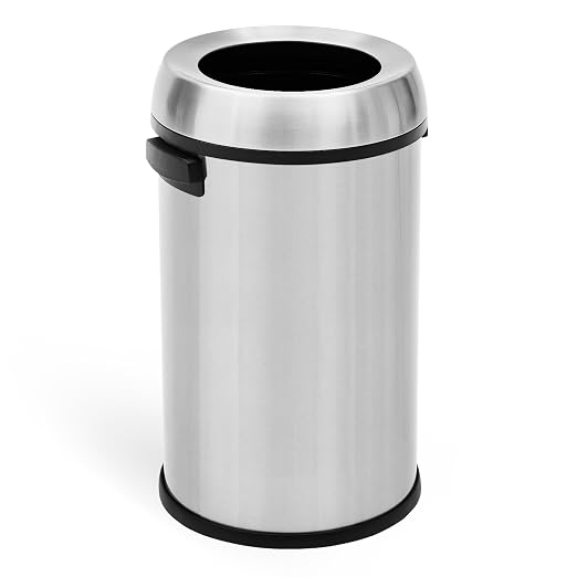 GarveeHome 17 gal/65 L Open Top Trash Can, Stainless Steel Rubbish Bin by GarveeHome