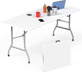 HLPB Folding Table 6ft, Foldable Portable Heavy Duty Plastic Fold-in-Half by HLPB