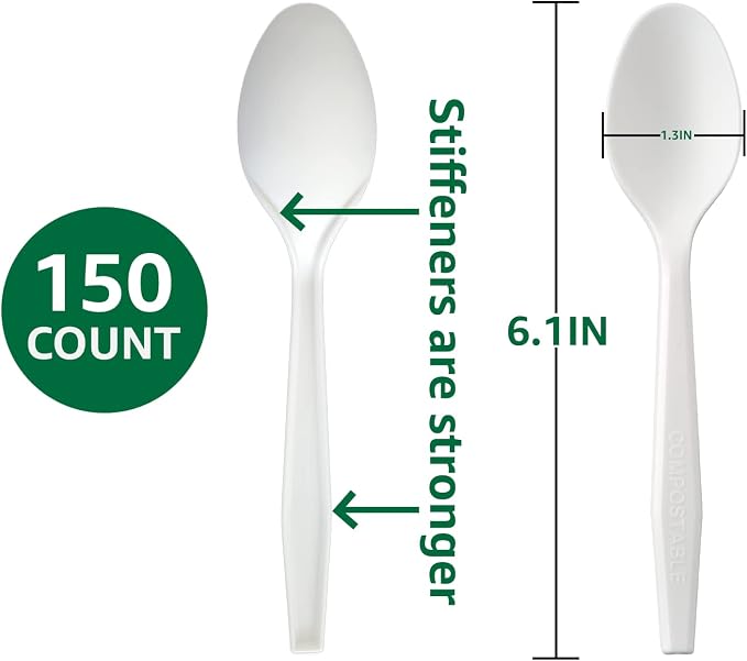 100% Compostable No Plastic Knives Plastic Forks Plastic Spoons Plastic Utensils - Image 3